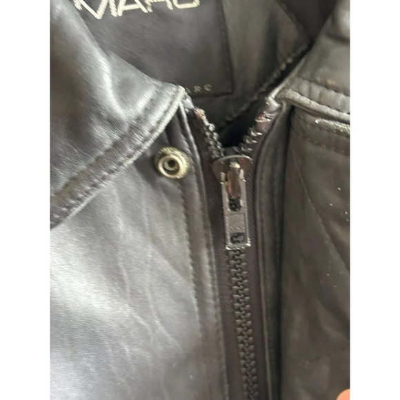 Marc Andrew Mens Long Sleeve Zip Up Motorcycle Leather Bomber Jacket Black Sz XL - Picture 5 of 16